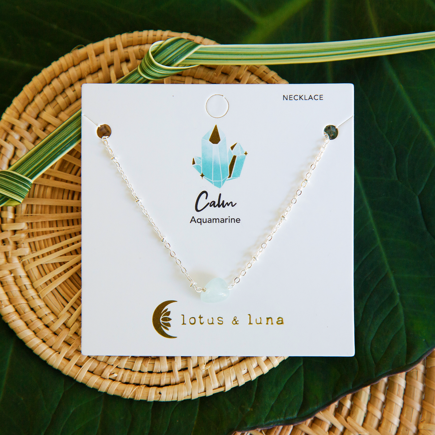 AQUAMARINE STONE OF THE EARTH NECKLACE (SILVER)