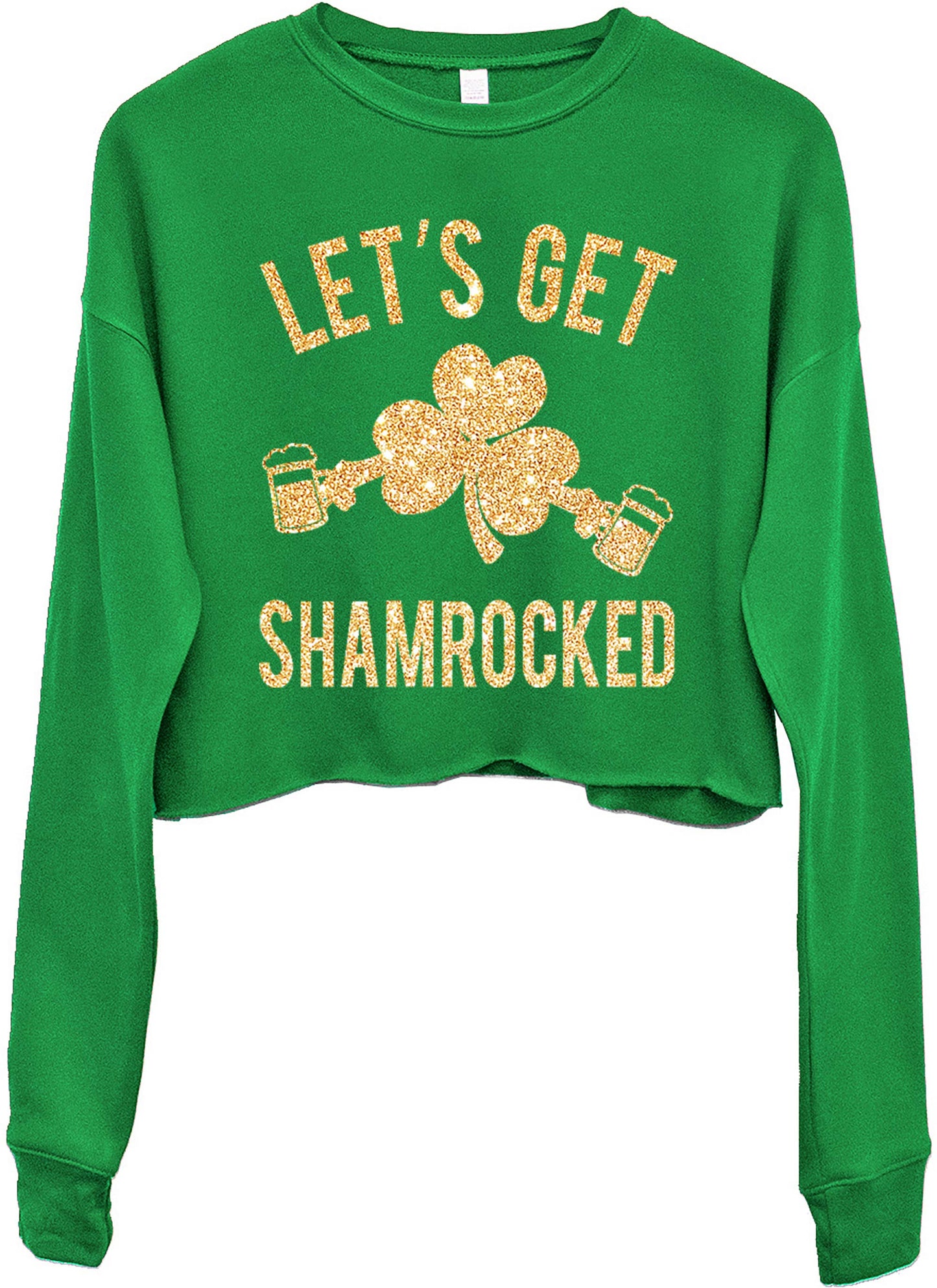 Let's Get Shamrocked Glitter Cropped Sweatshirt