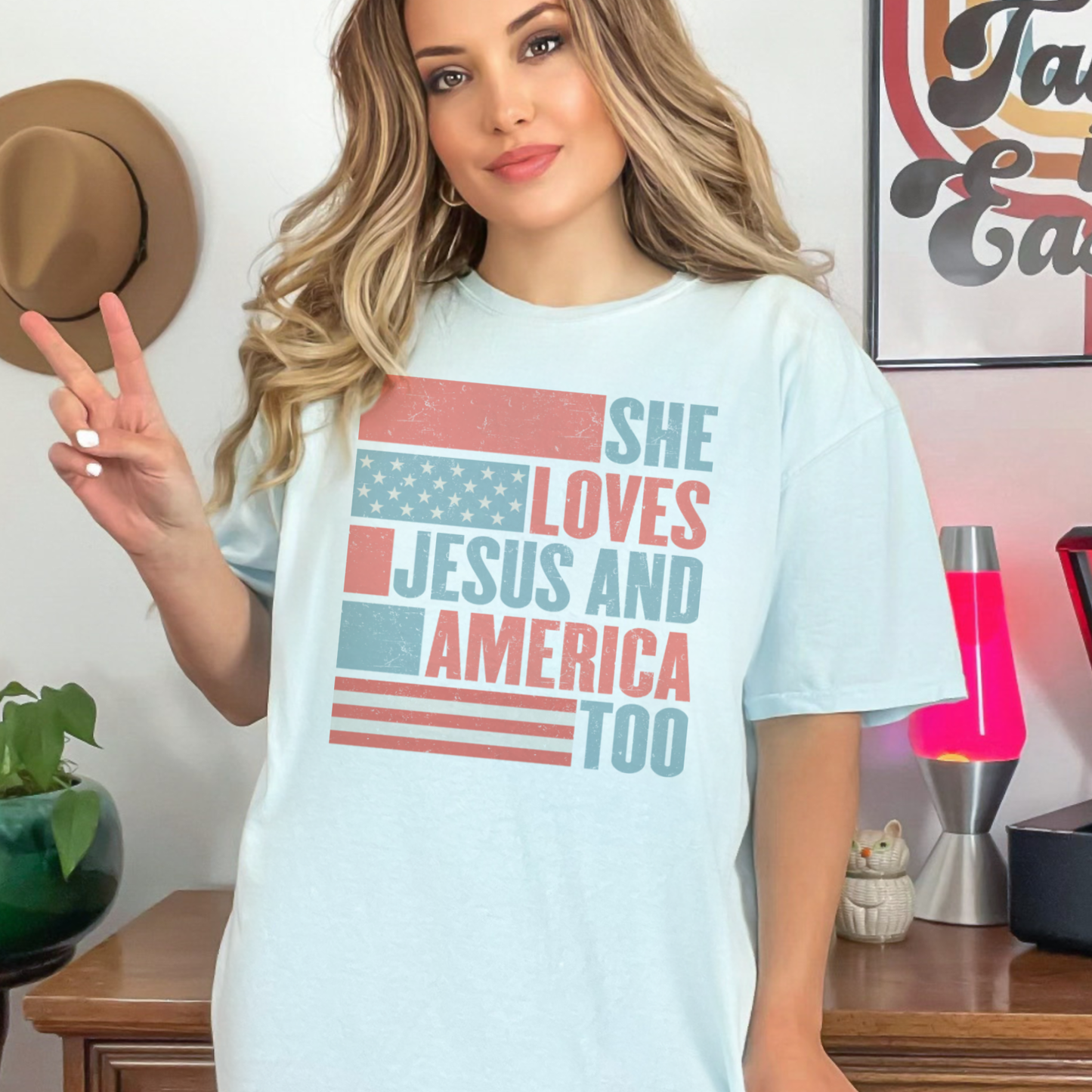 SHE LOVES JESUS AND AMERICA TOO TEE