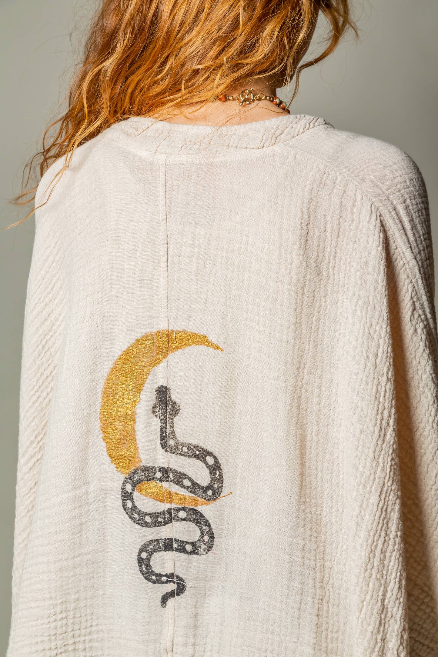 Snake and Moon Celestial Muslin Kimono