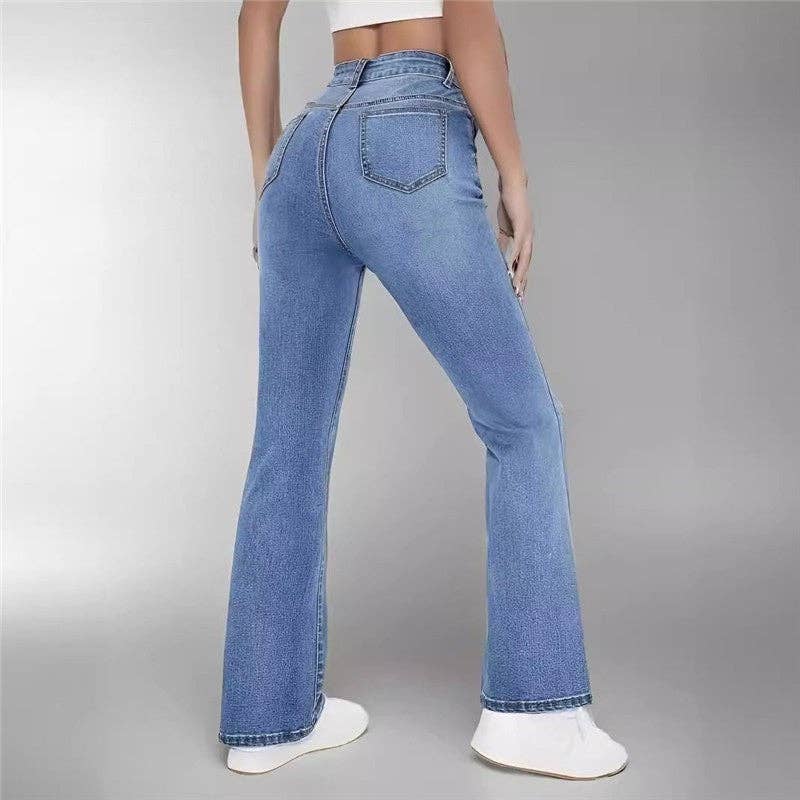 High Waisted | Slim Fit | Straight Leg | Light Blue Jeans