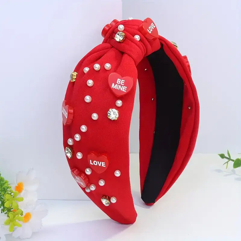 Valentine's Day Headband with Pearls