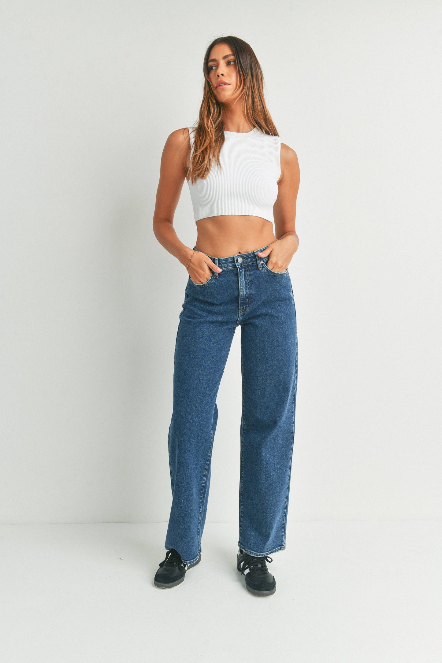 Longer Length Wide Leg Jeans