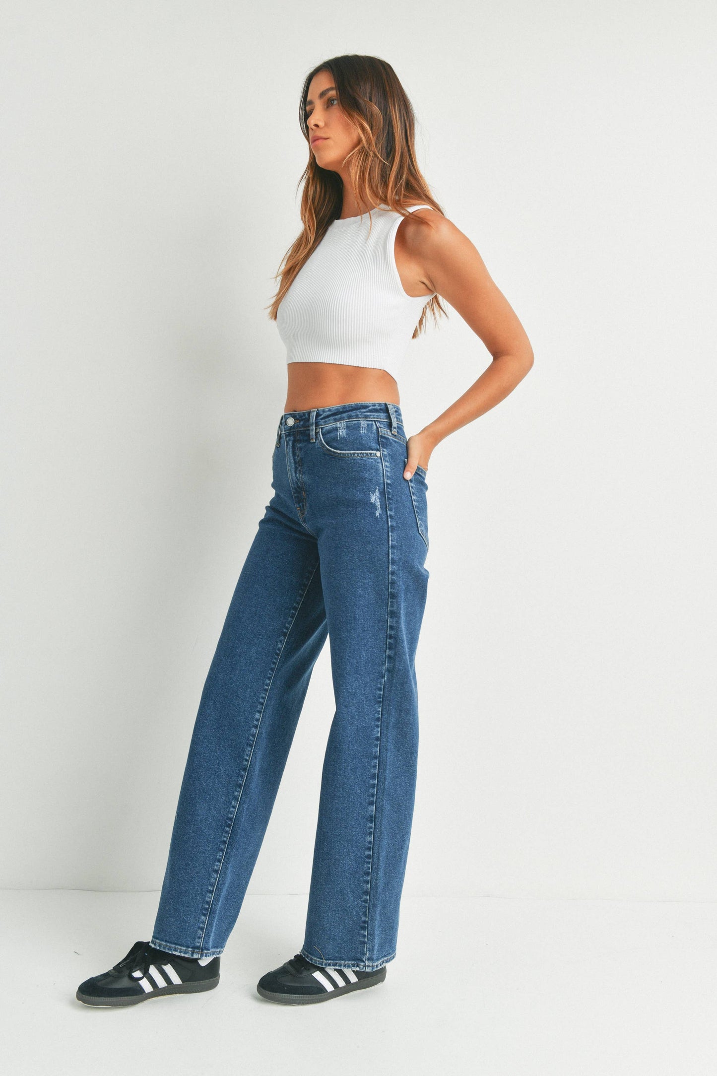 Longer Length Wide Leg Jeans
